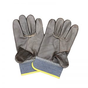 FGHGF gloves Welding First layer cowhide leather dark denim short leather garden carpenter blacksmith labor protection