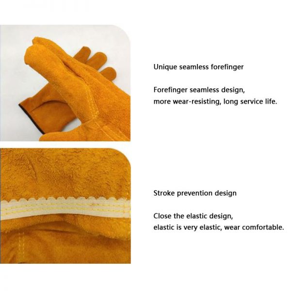 Cowhide two-layer welding gloves wear-resistant short full leather non-slip garden driver gloves insulation labor protection