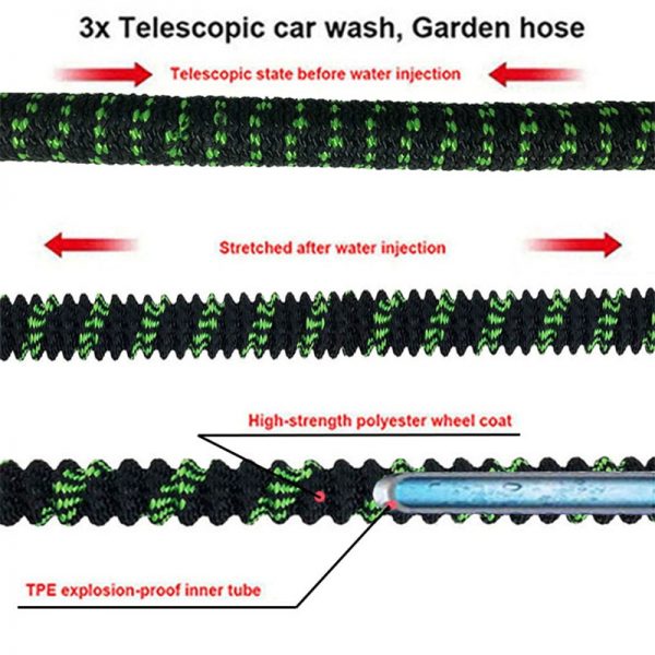 25ft-100ft Garden Gose flexible Magic Telescopic Hose High Pressure Car Wash Hose With Spray Gun Outdoor Garden Watering