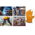 Cowhide two-layer welding gloves wear-resistant short full leather non-slip garden driver gloves insulation labor protection
