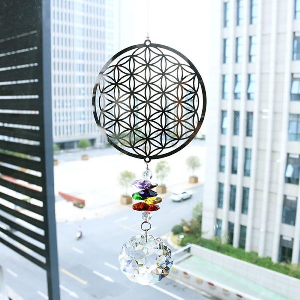 H&D Crystal Flower of Life Suncatcher Rainbow Maker Window Hanging Ornament Souvenir Christmas Gift Home Wedding Decoration