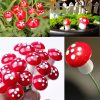 NEW Hot Sale 10Pcs 2cm Artificial Mini Mushroom Miniatures Fairy Garden Moss Terrarium Resin Crafts Decorations Stakes Craft (red)