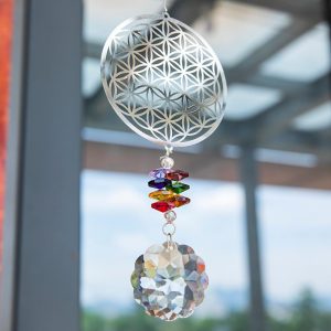 H&D Crystal Flower of Life Suncatcher Rainbow Maker Window Hanging Ornament Souvenir Christmas Gift Home Wedding Decoration