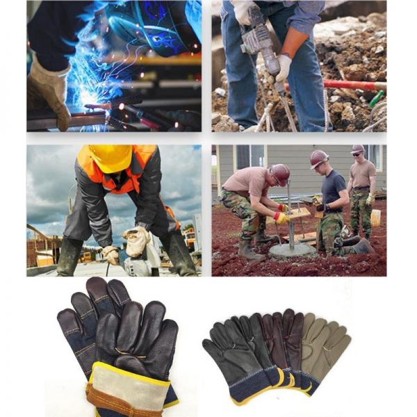 FGHGF gloves Welding First layer cowhide leather dark denim short leather garden carpenter blacksmith labor protection