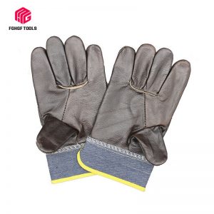 Welding gloves First layer cowhide leather dark denim short leather garden carpenter blacksmith labor protection